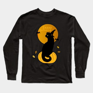 Black Cat and Halloween #2 Long Sleeve T-Shirt